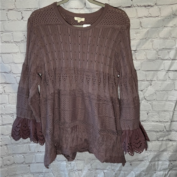 Cozy mauve Eyelet Knit Top - Picture 1 of 3